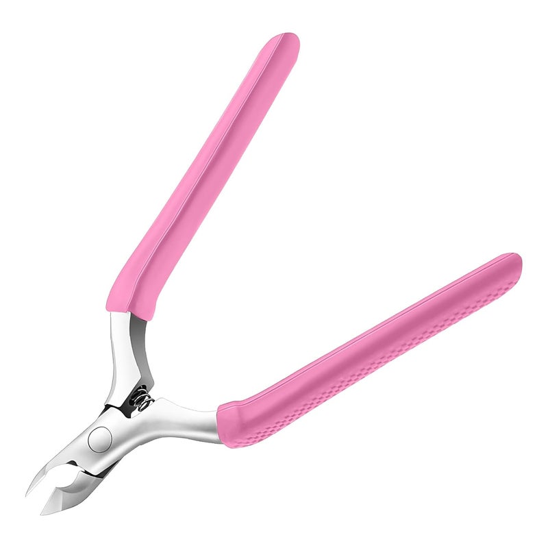 CGBE Cuticle Trimmer 3/4 Jaw Extremely Sharp Cuticle Nippers Stainless Steel Cuticle Clippers Cutter Remover Pedicure Manicure Nail Tool (Pink) - Image 1